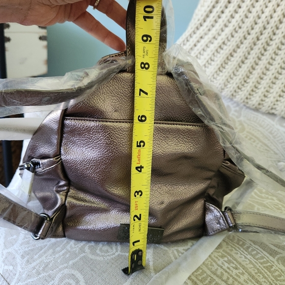 Beautiful Disaster Mini Angel Backpack Bag Purse Pewter Metallic Edgy Punk NWT - Picture 14 of 16